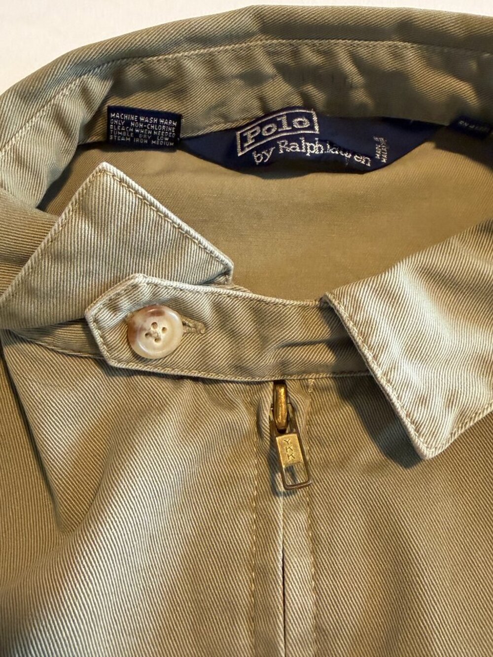 Vintage 80s POLO RALPH LAUREN Khaki Tan Harrington Jacket XL - Picture 6 of 12